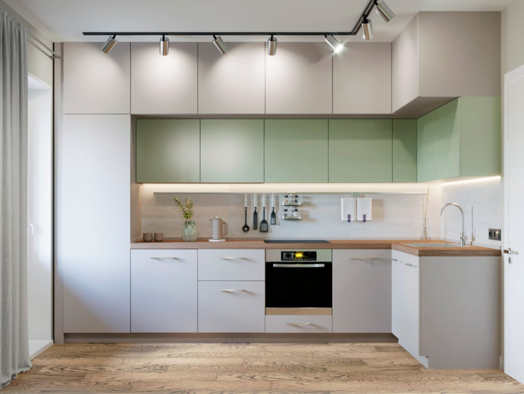Modern L-shaped kitchen cabinets